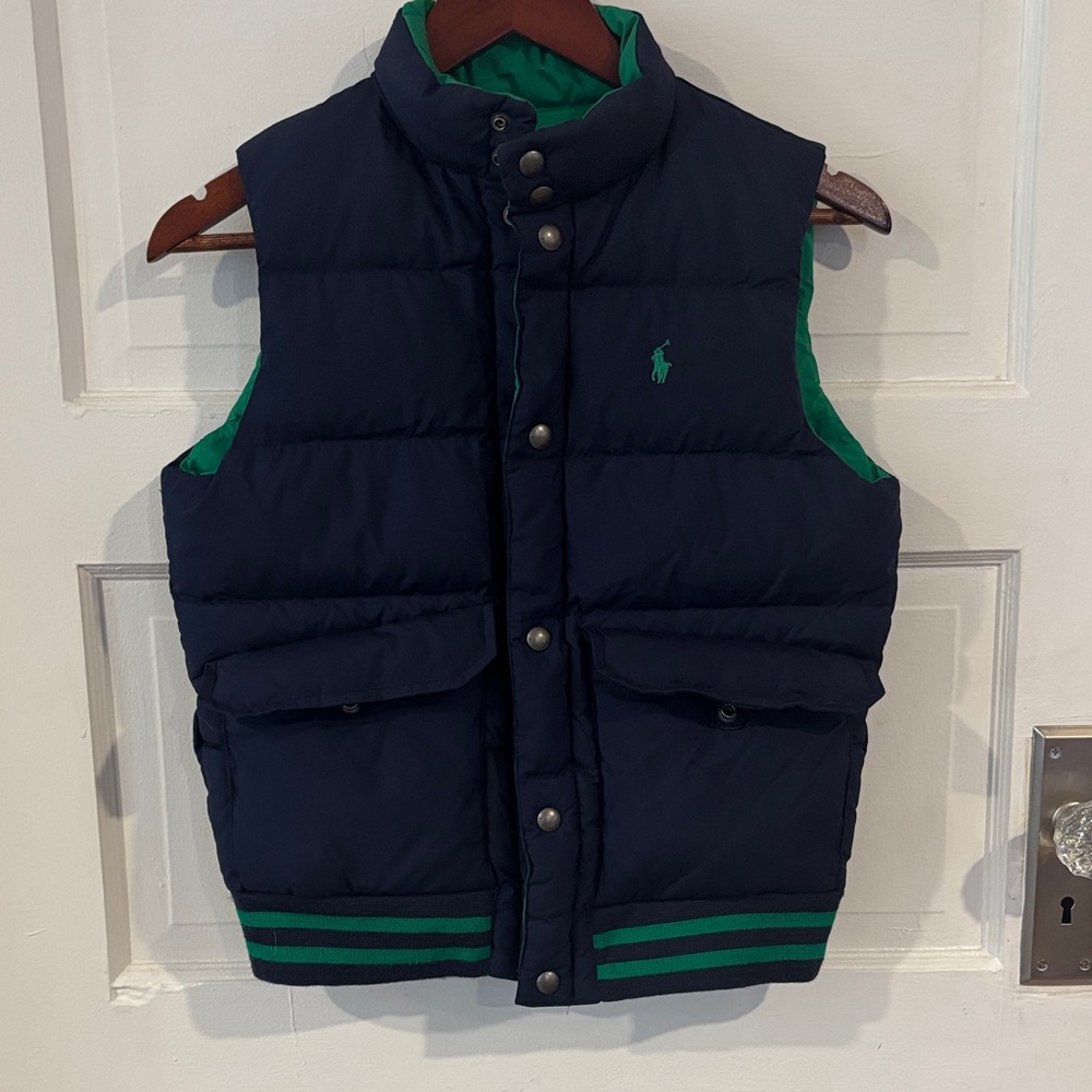 Polo by Ralph Lauren Kids Down Vest in Navy and Green (Reversible)